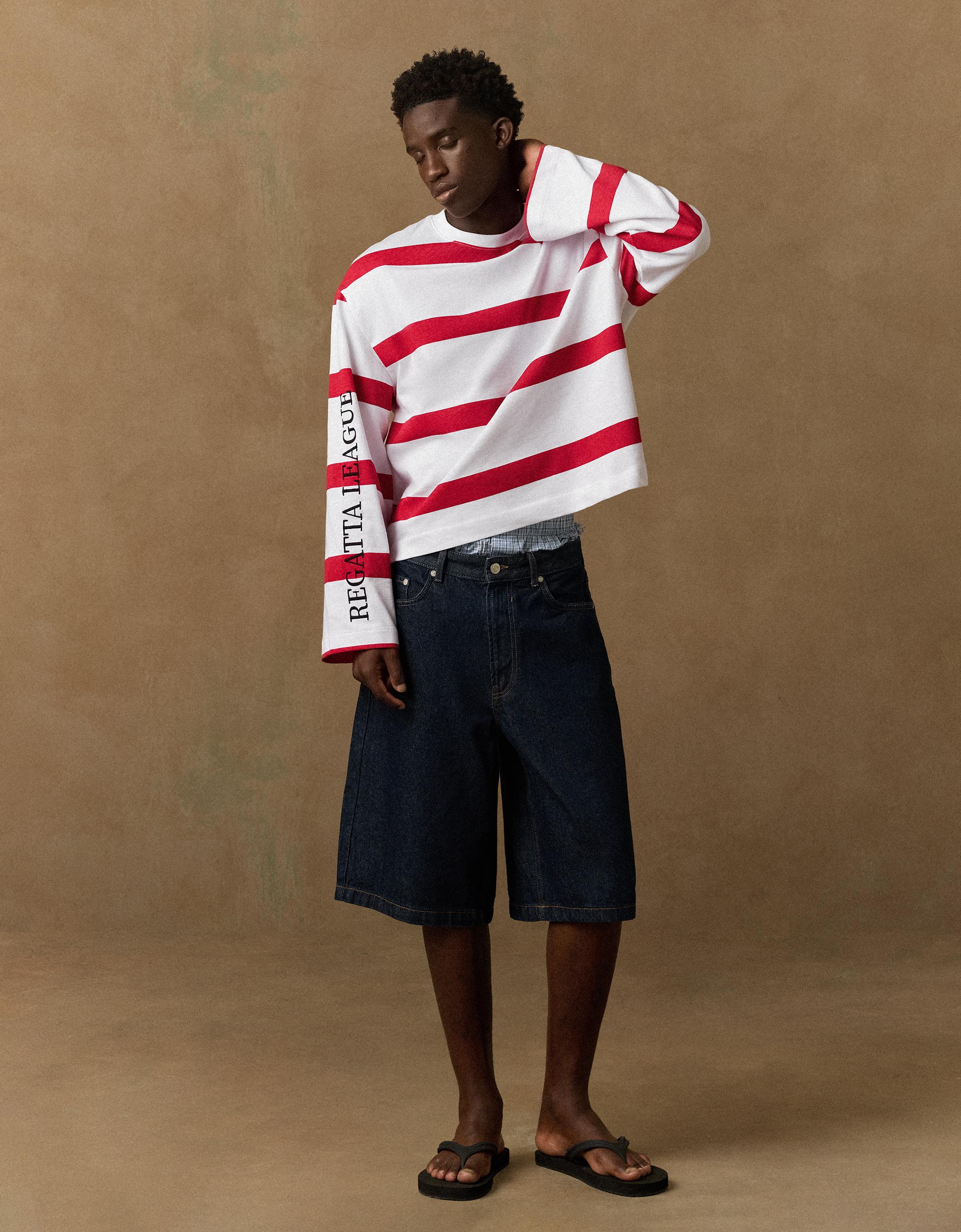Long sleeve print T-shirt — Red