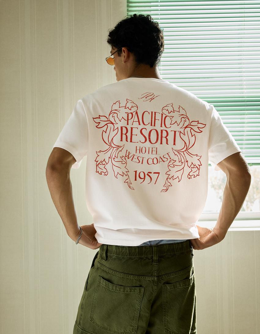 T-shirt relaxed fit imprimé-Rose
