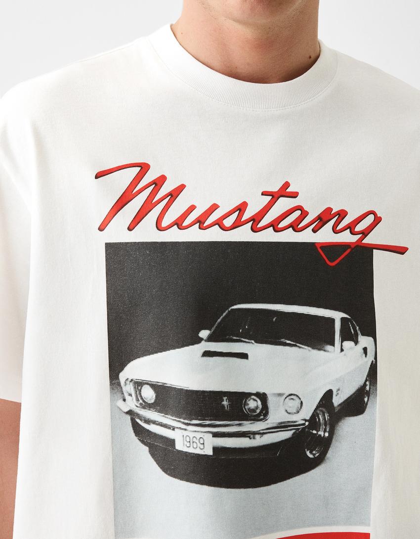 T-shirt Mustang manches courtes boxy imprimé-Écru-5