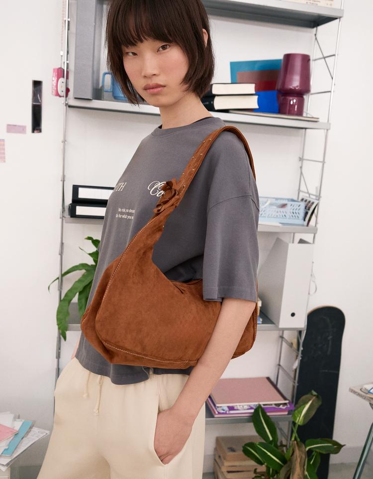 Faux suede bag