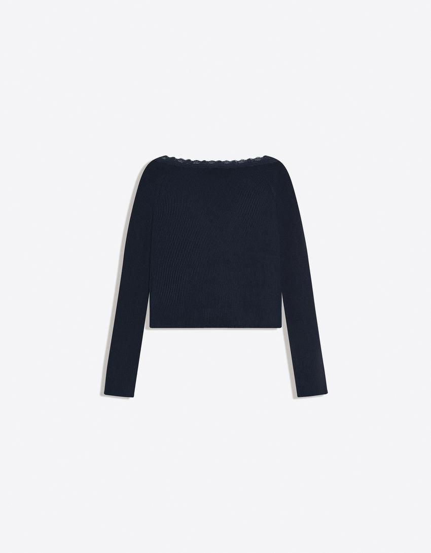 Samarreta punt lace-Blau Marí
