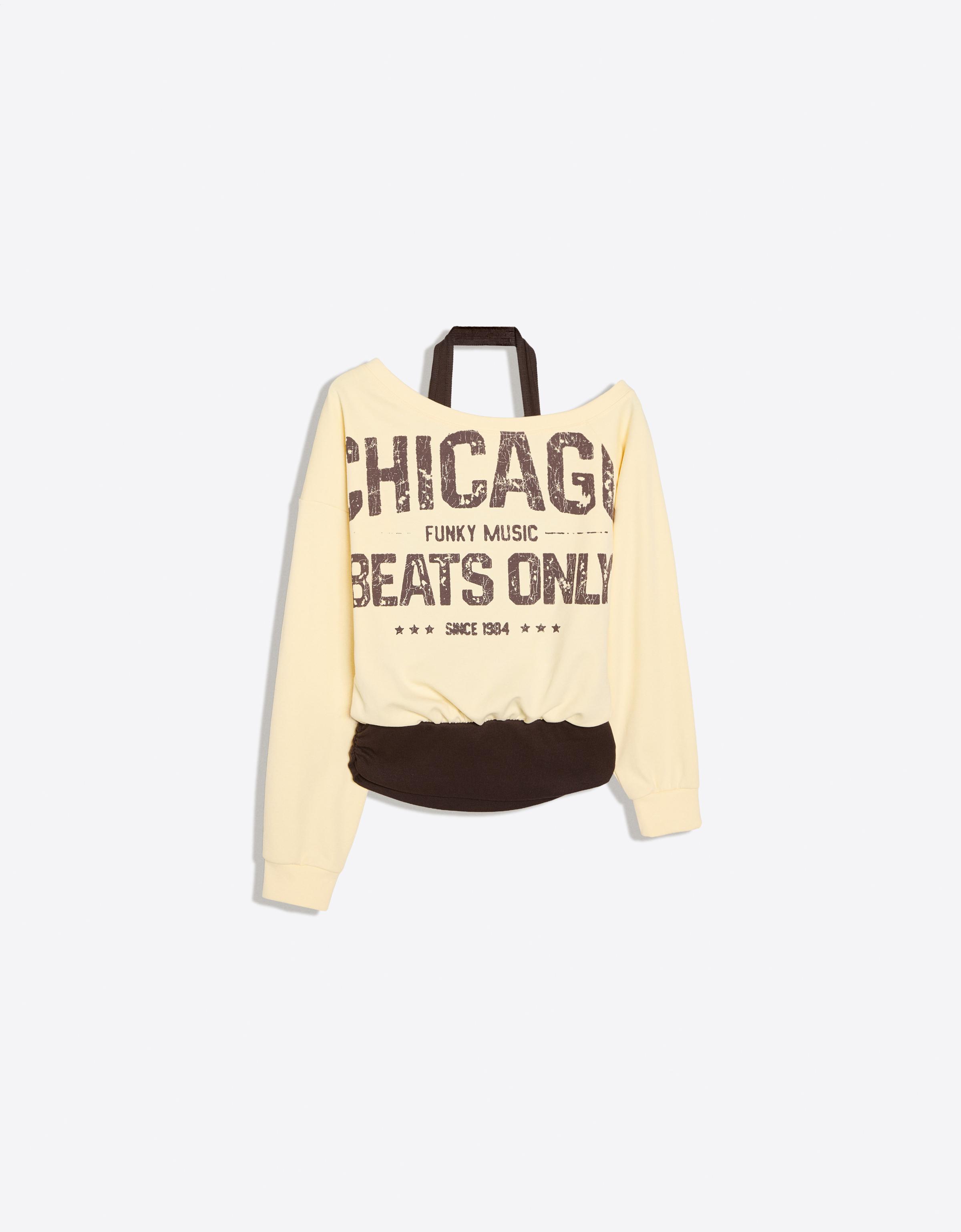 Double asymmetric neck sweatshirt — Yellow