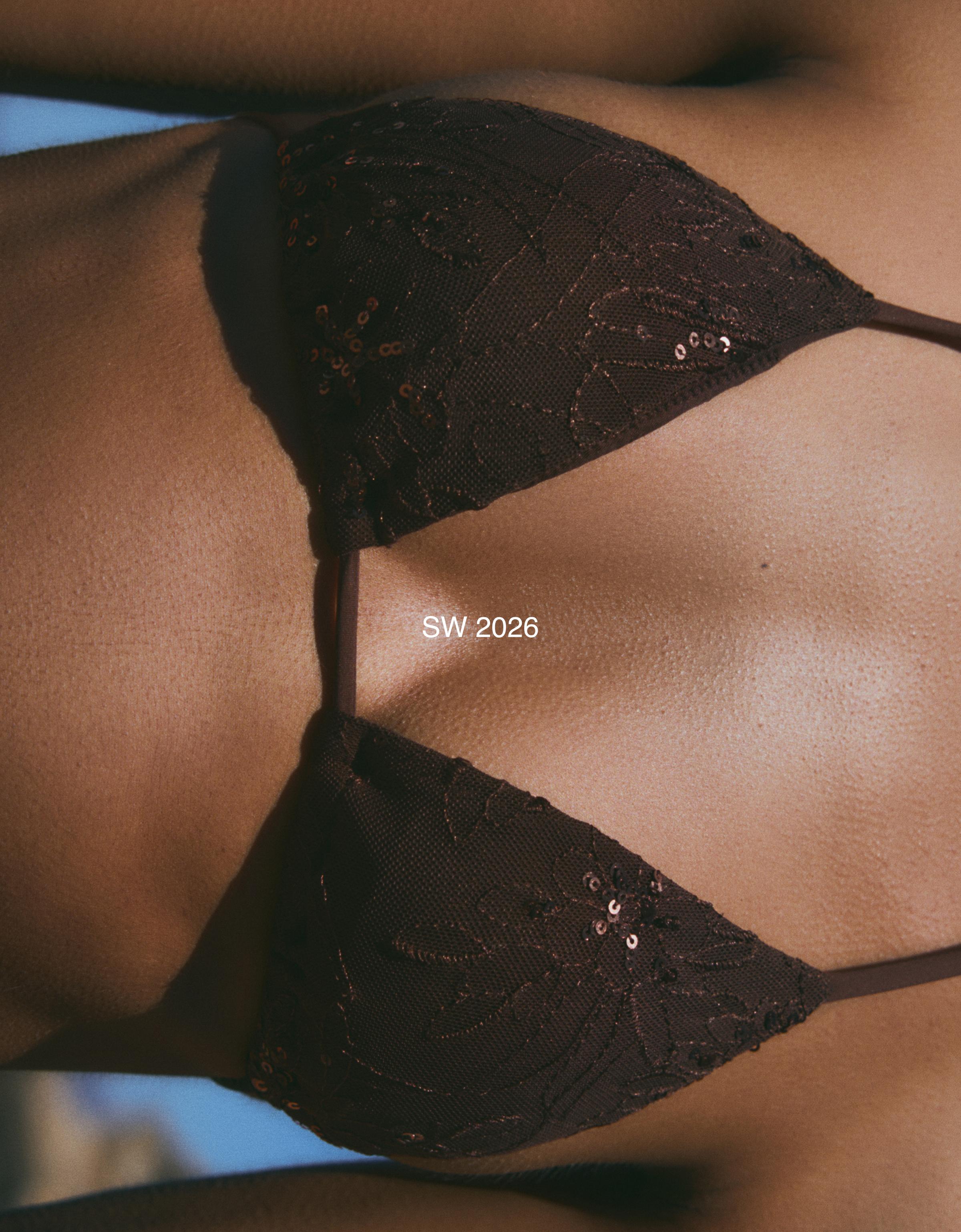 Sequin triangle bikini top — Brown