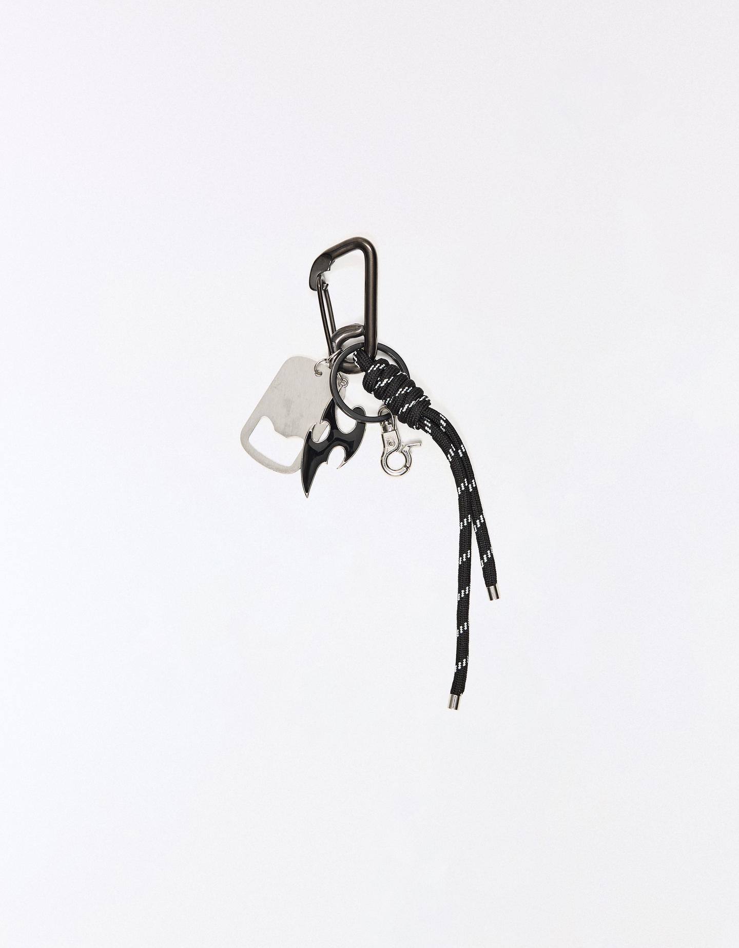 Bershka Monogram Cord Keyring In Silver