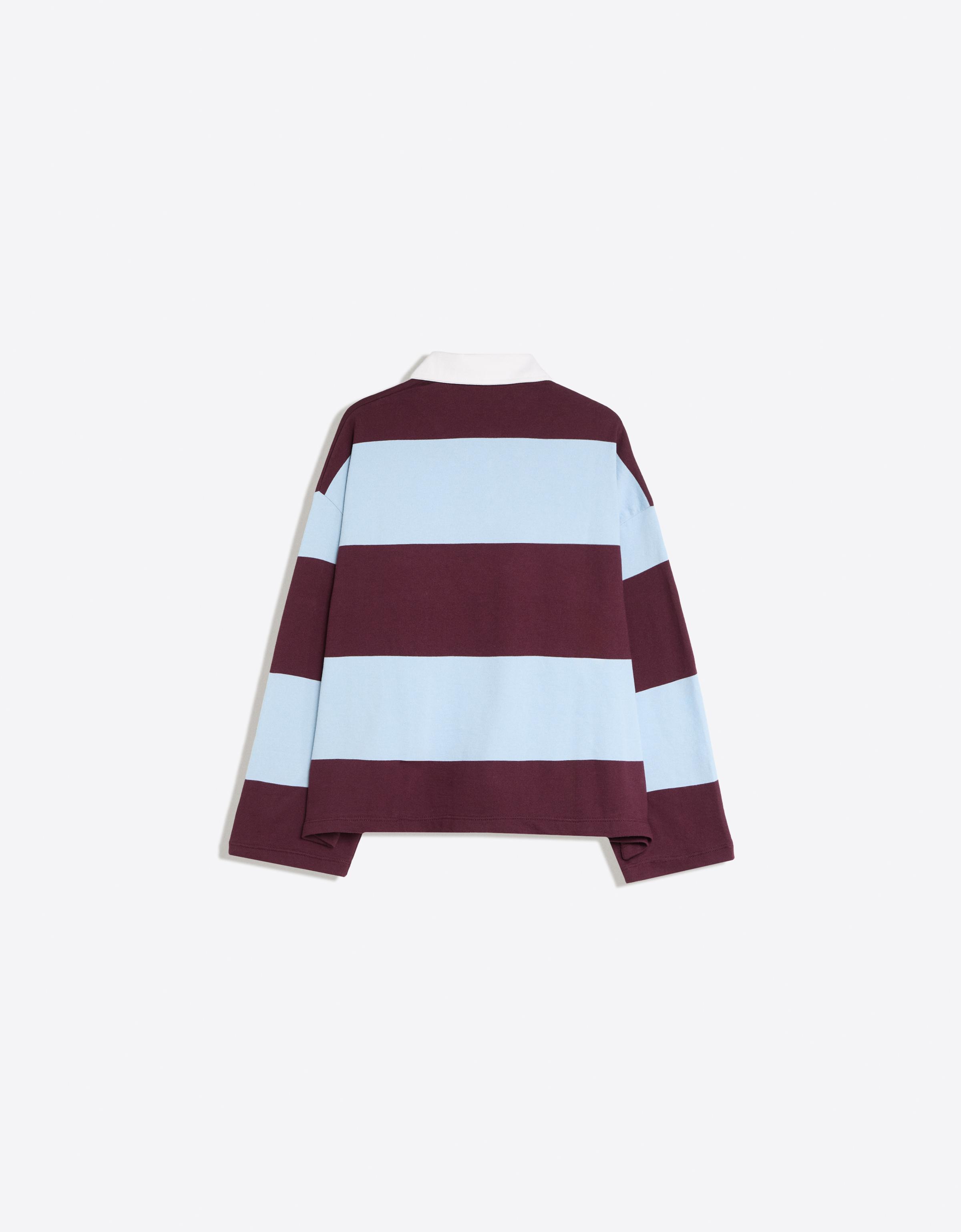 Long sleeve striped polo shirt — Burgundy