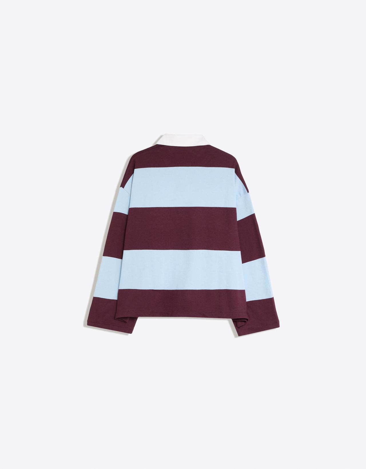 Long sleeve striped polo shirt — Burgundy