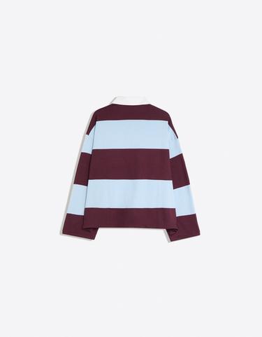 Long sleeve striped polo shirt — Burgundy 6