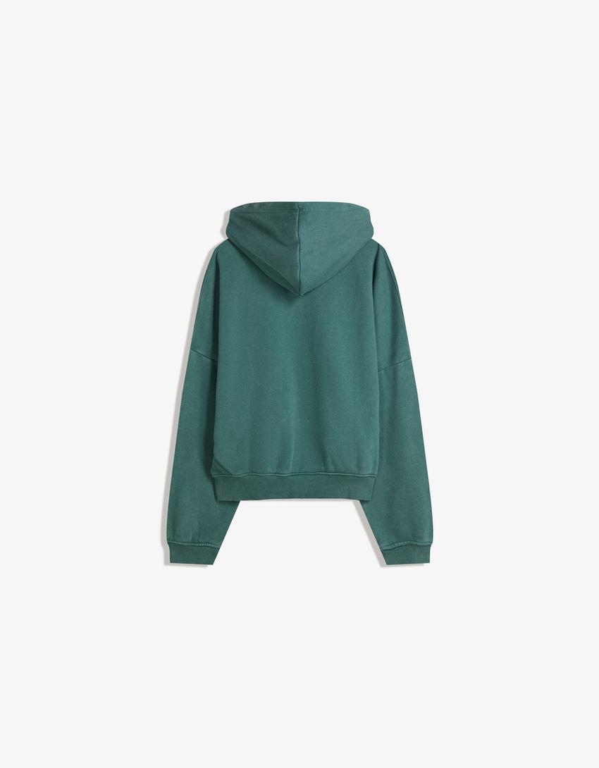 Sweatshirt capuz estampado-Verde