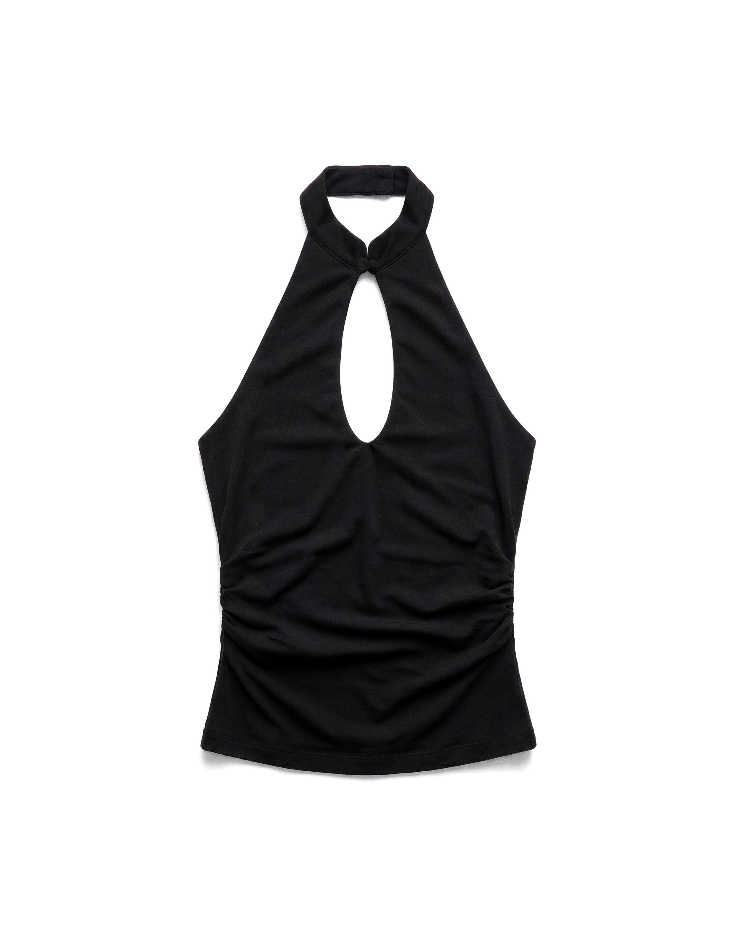 Open neckline halter top — Black