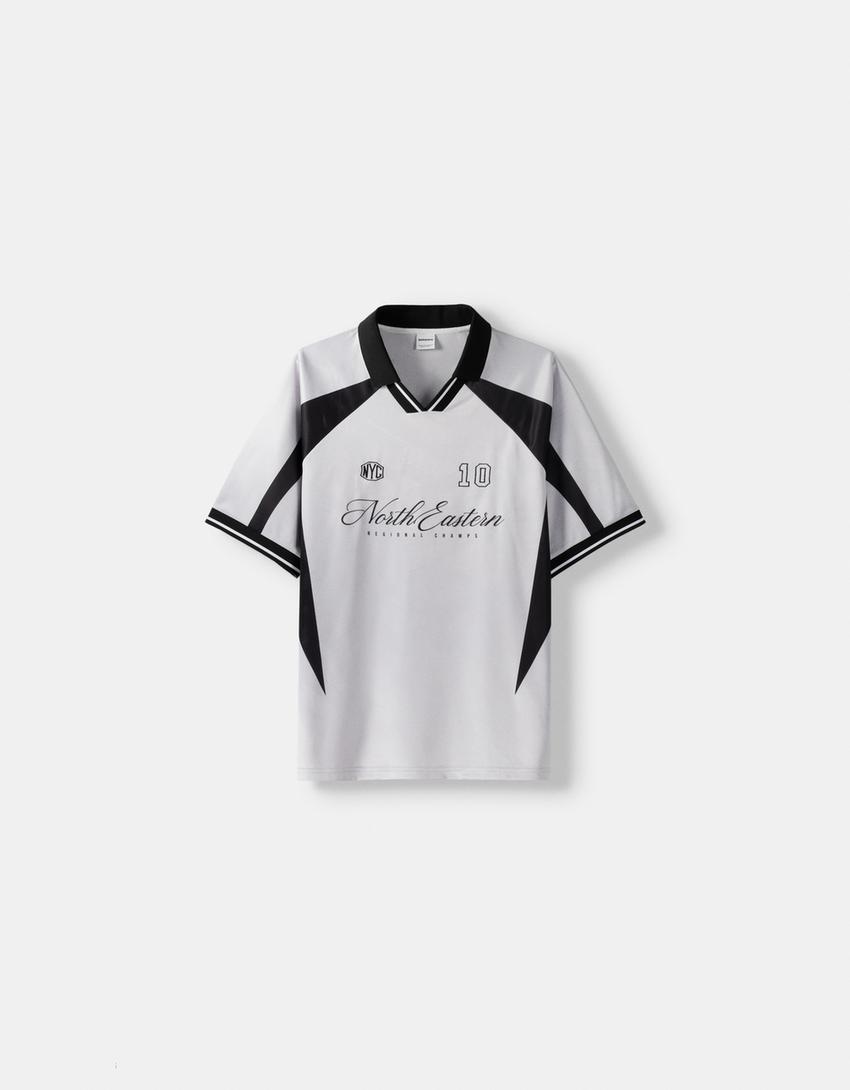 T-shirt manches courtes sport jacquard-Gris-4