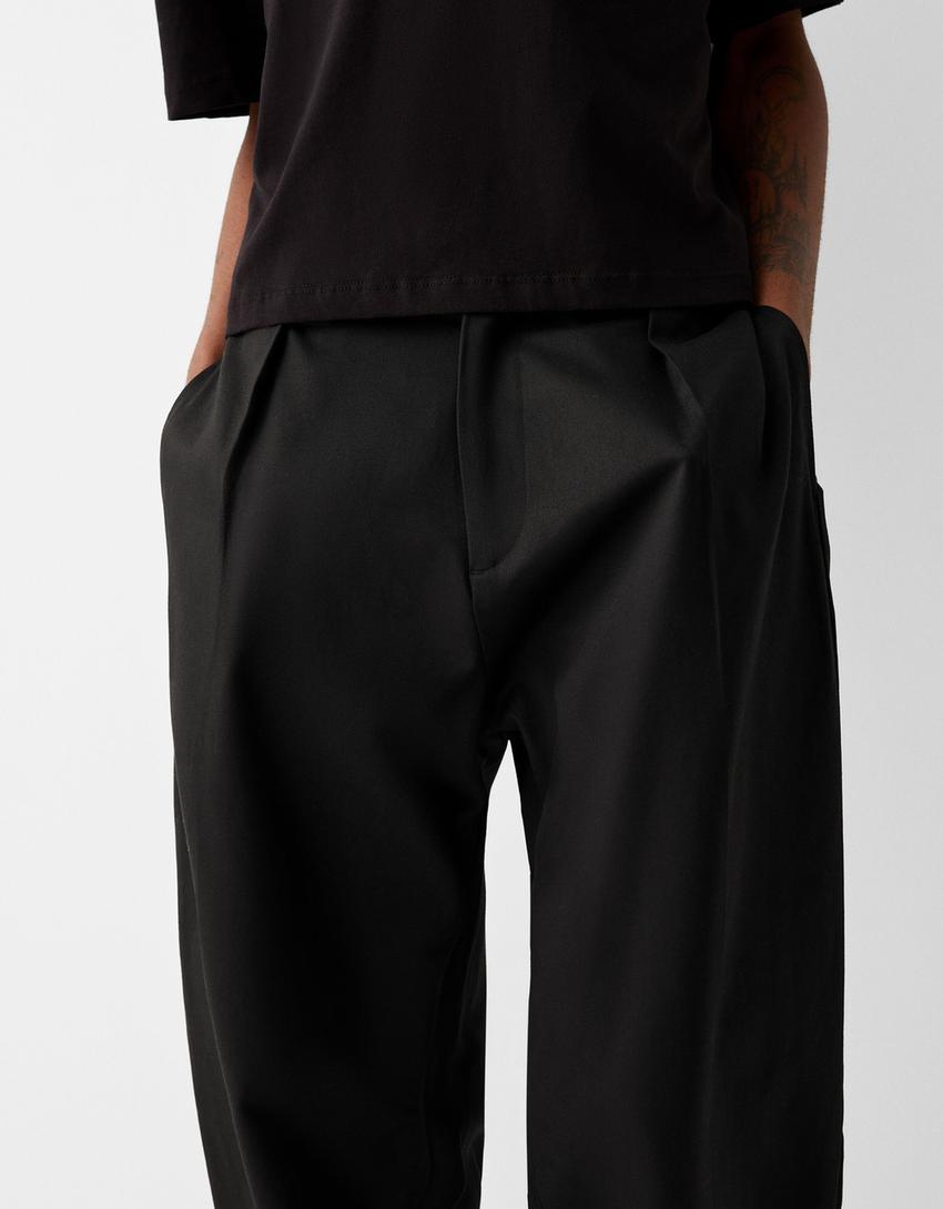 Tailored lyocell blend balloon trousers-Black-2