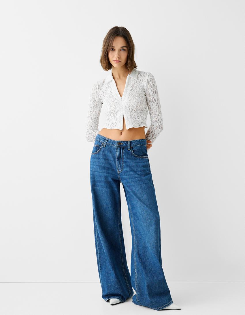 قميص دانتيل بأكمام طويلة وسحاب-أبيض-4