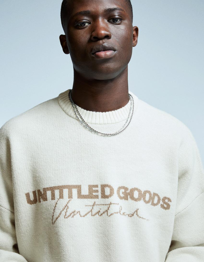 Printed jacquard sweater-Off white