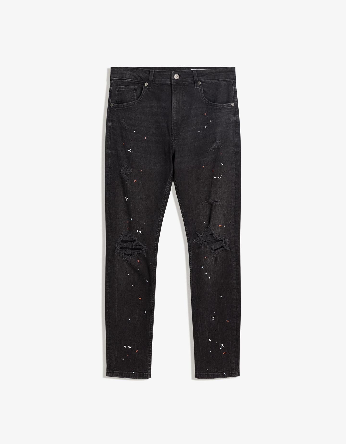 Bershka jeansy z dziurami czarny