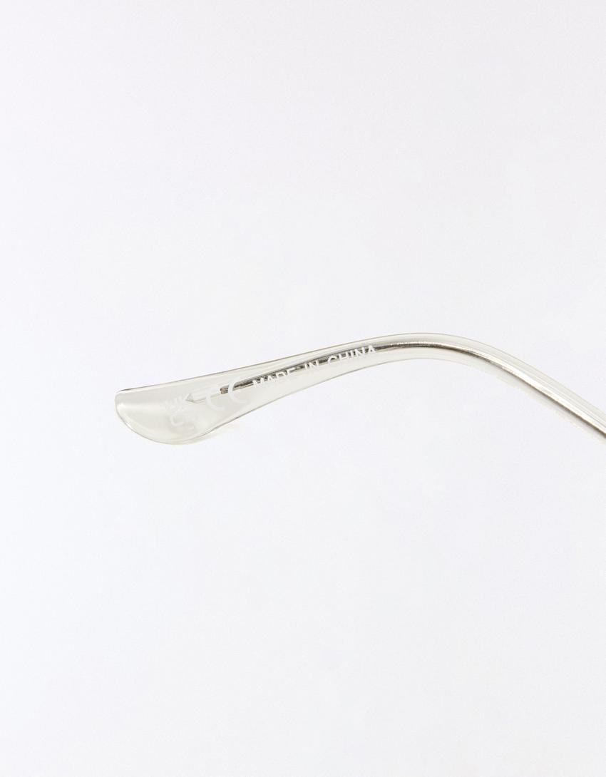 Rhinestone temple blue light filter glasses-White