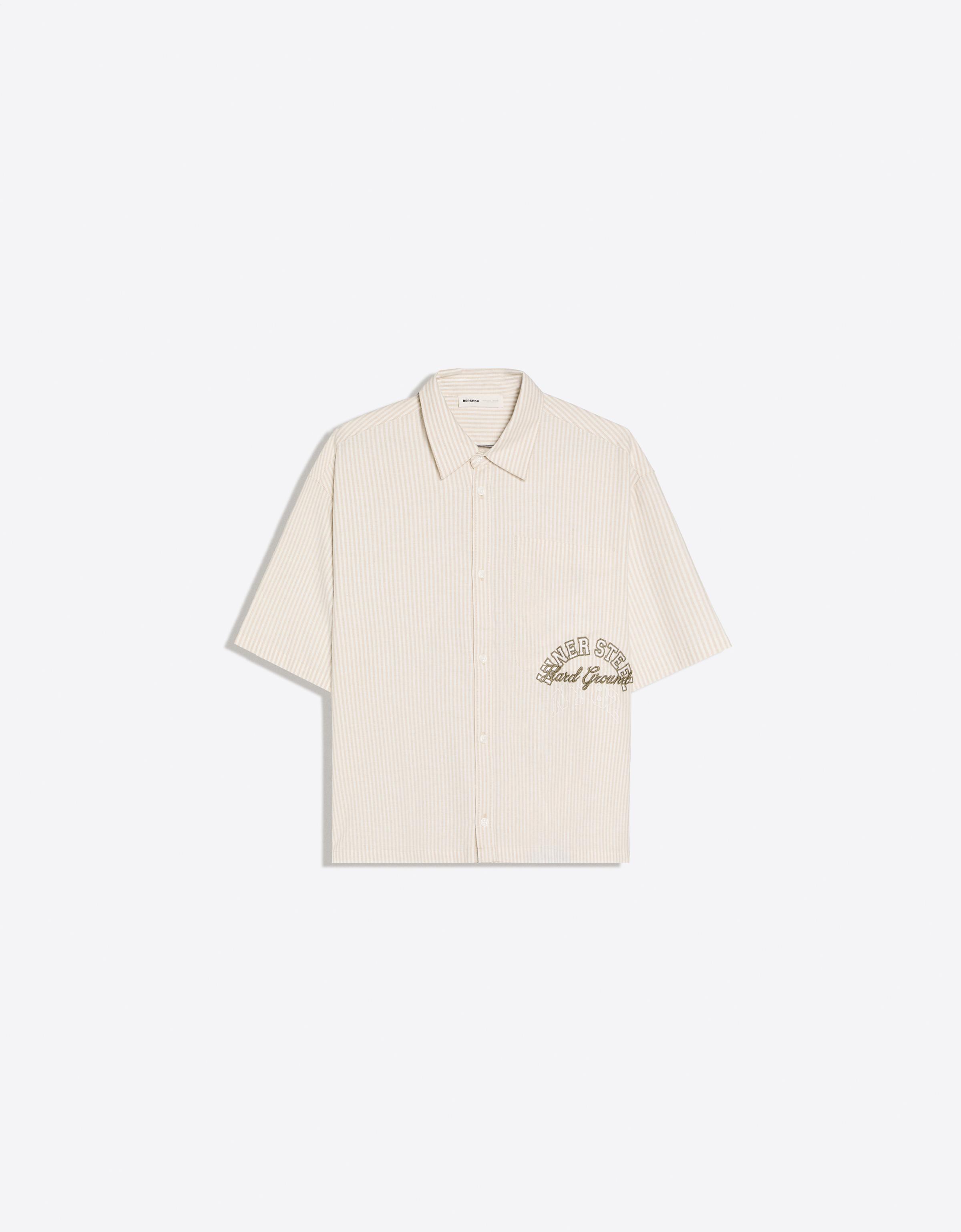 Short sleeve embroidered shirt — Cream