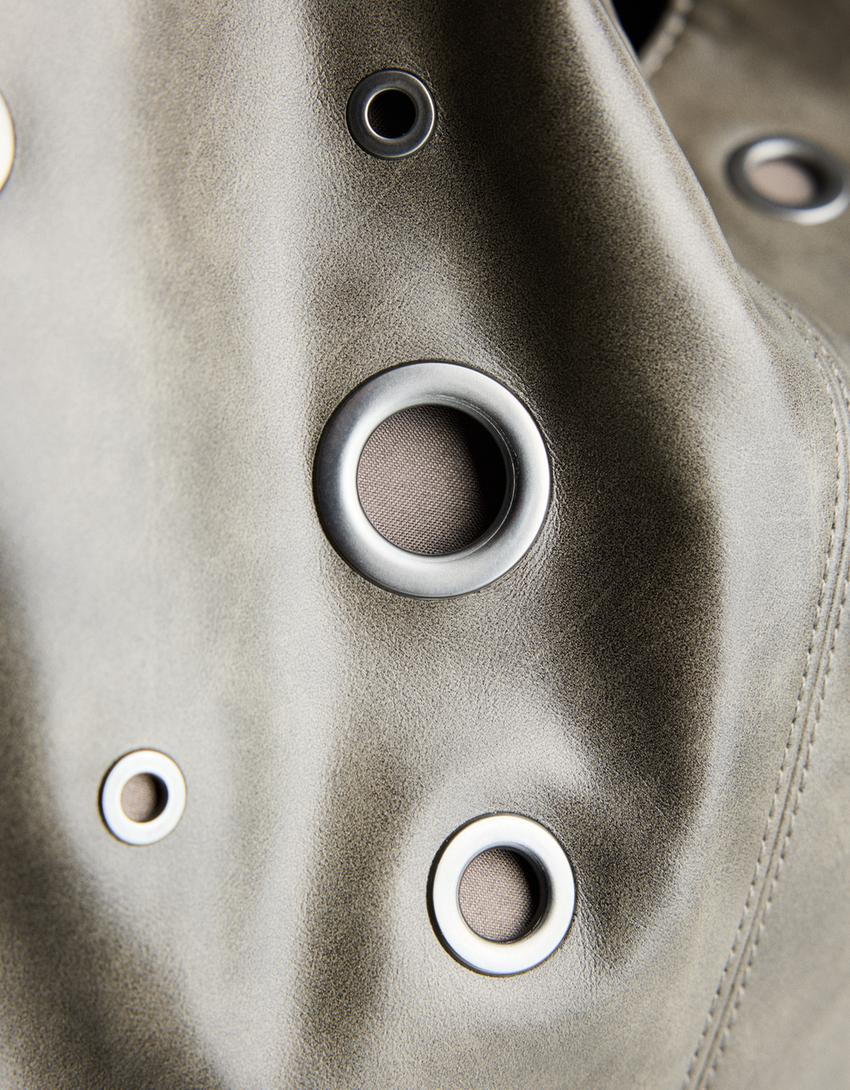 Bag with eyelets-Dark grey