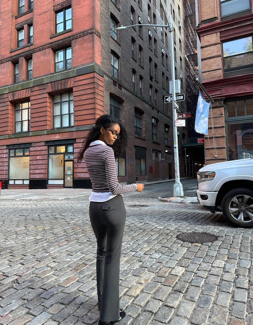 Pantaloni evazați bengalină-Gri