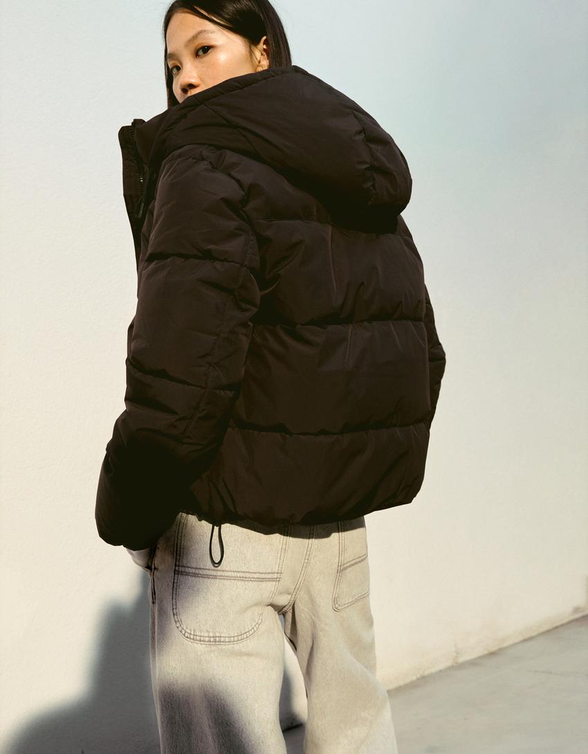 Blouson bouffant résistant à l'eau, coupe-vent et isolation thermique-Noir