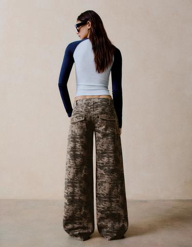 Printed embroidered studded trousers — Brown 2