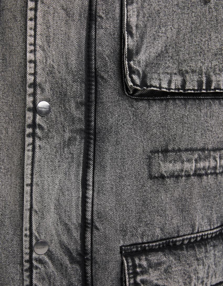 Parka matelassée effet délavé-Noir-5