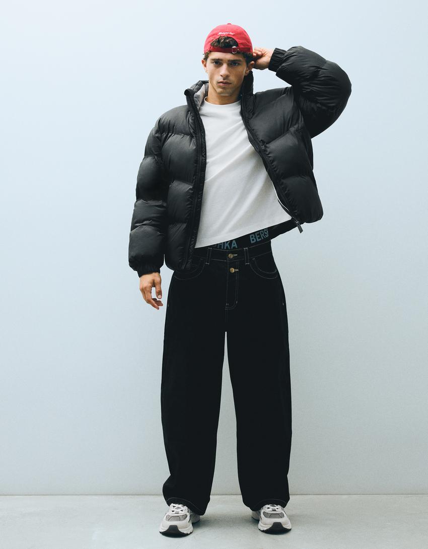 Technical quilted jacket-Black