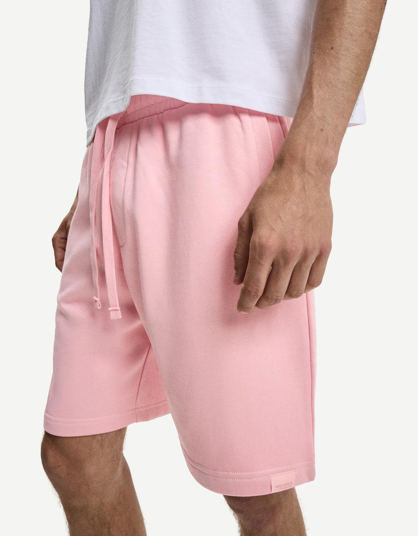 Plush bermuda shorts-Pink