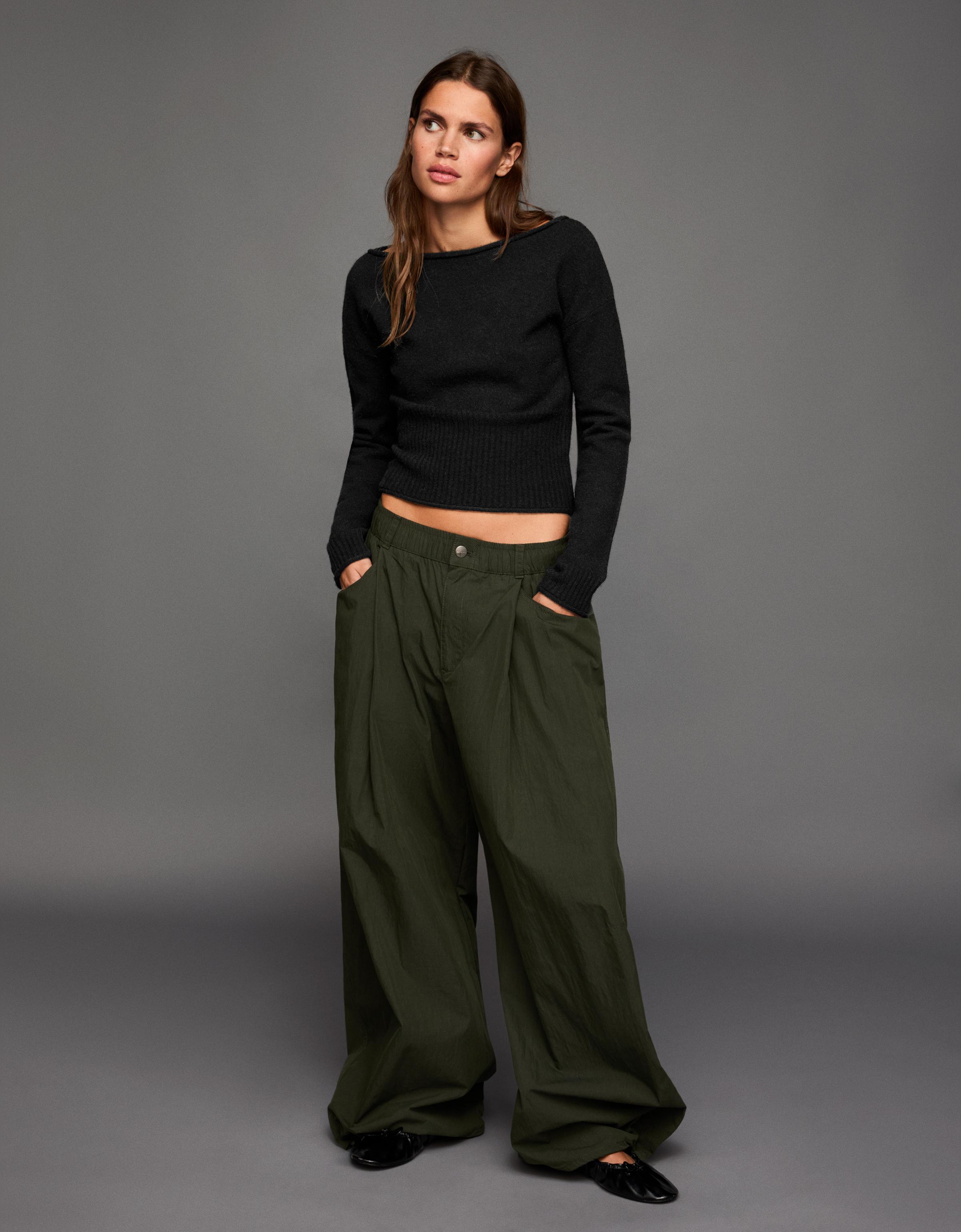 Knit boat neck jumper — Black