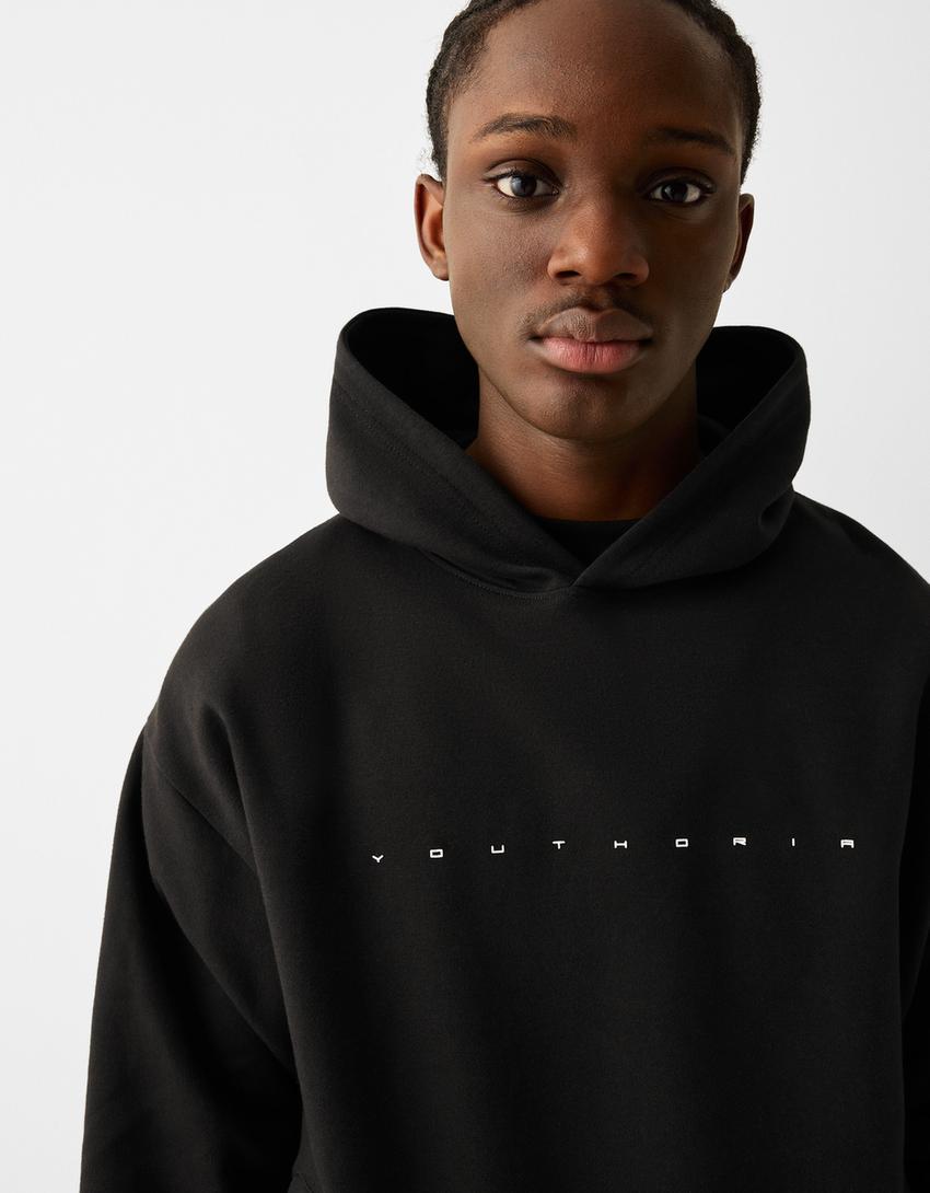 Printed hoodie-Black-2