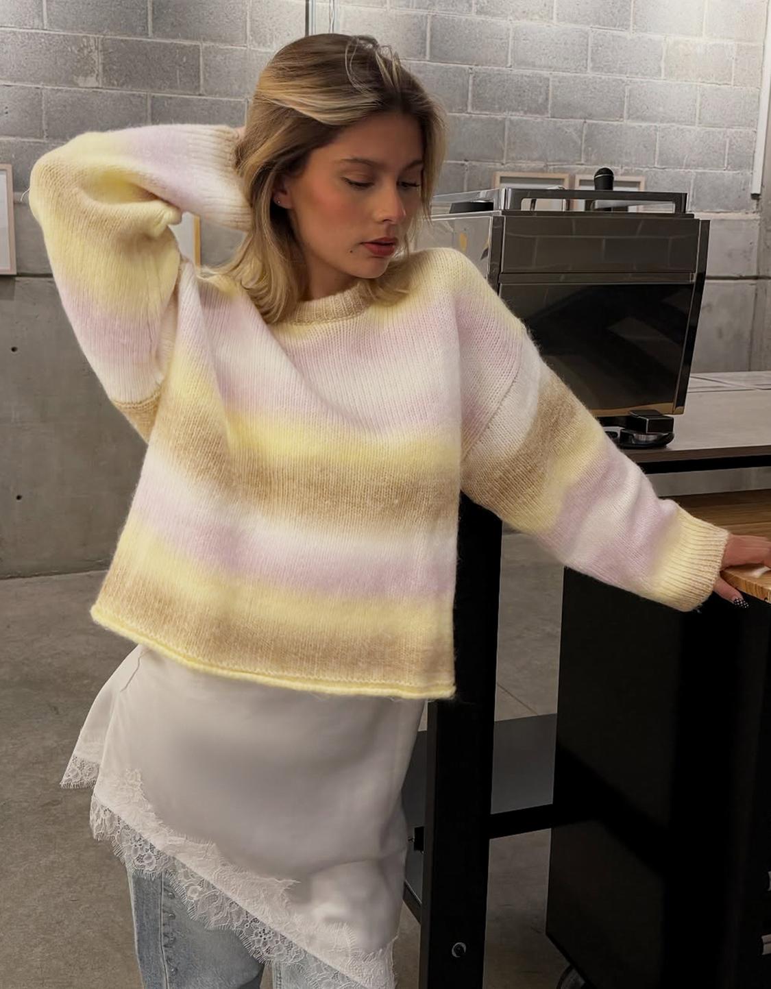 Multicolor tricot trui