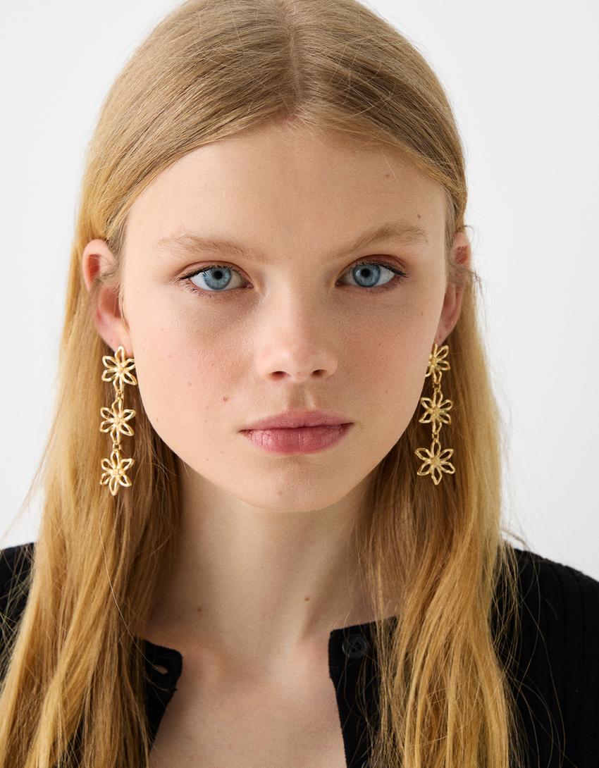 أقراط متدلية زهرة سايجناتشر اديشن-ذهبي-1