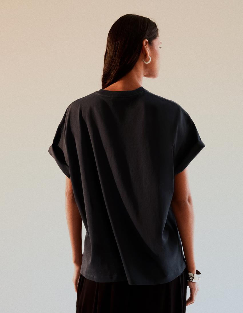 Oversize MADISON BEER tişört-Gri