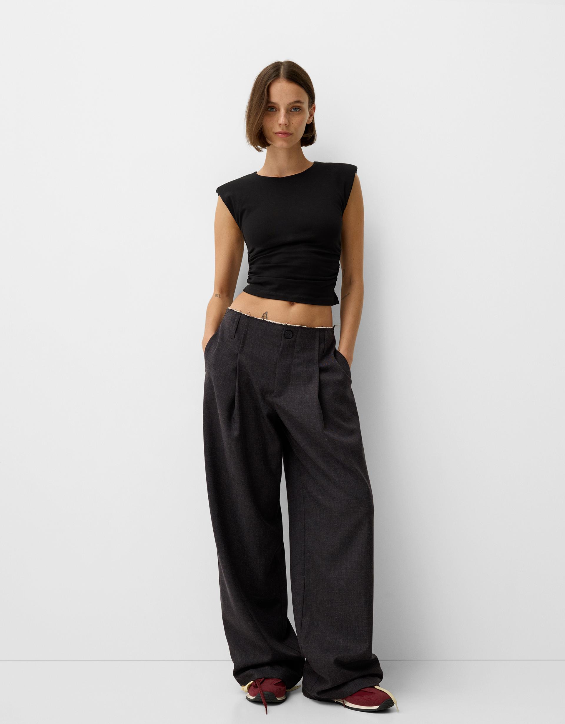 Jogger Negro Mujer Bershka Tela Pants Bershka Mujer Pantalones