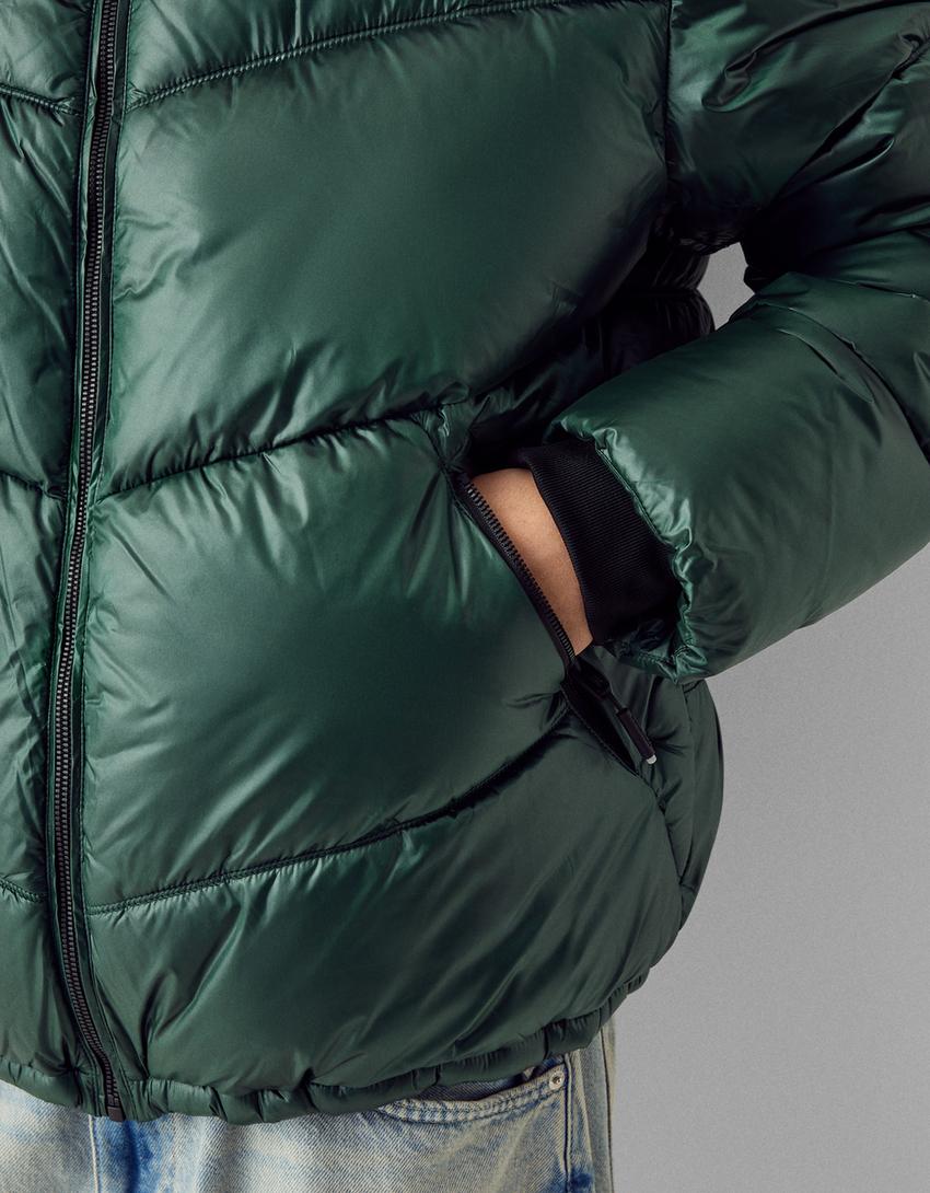 Shiny puffer jacket-Green