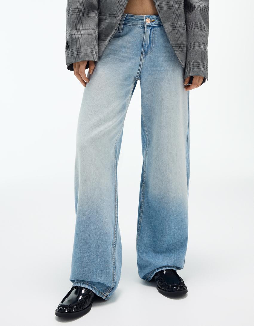 Düşük bel straight fit jean-Açık mavi