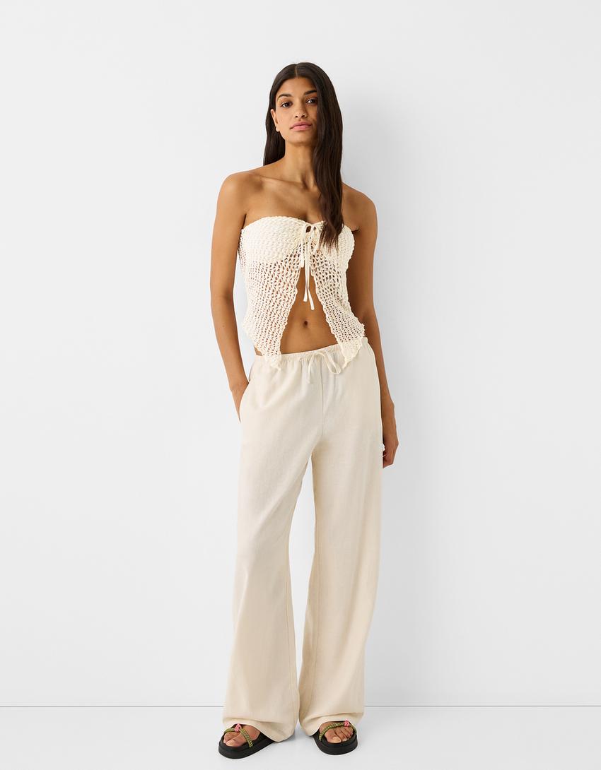 توب شريطي ريفي-أبيض مطفي-3