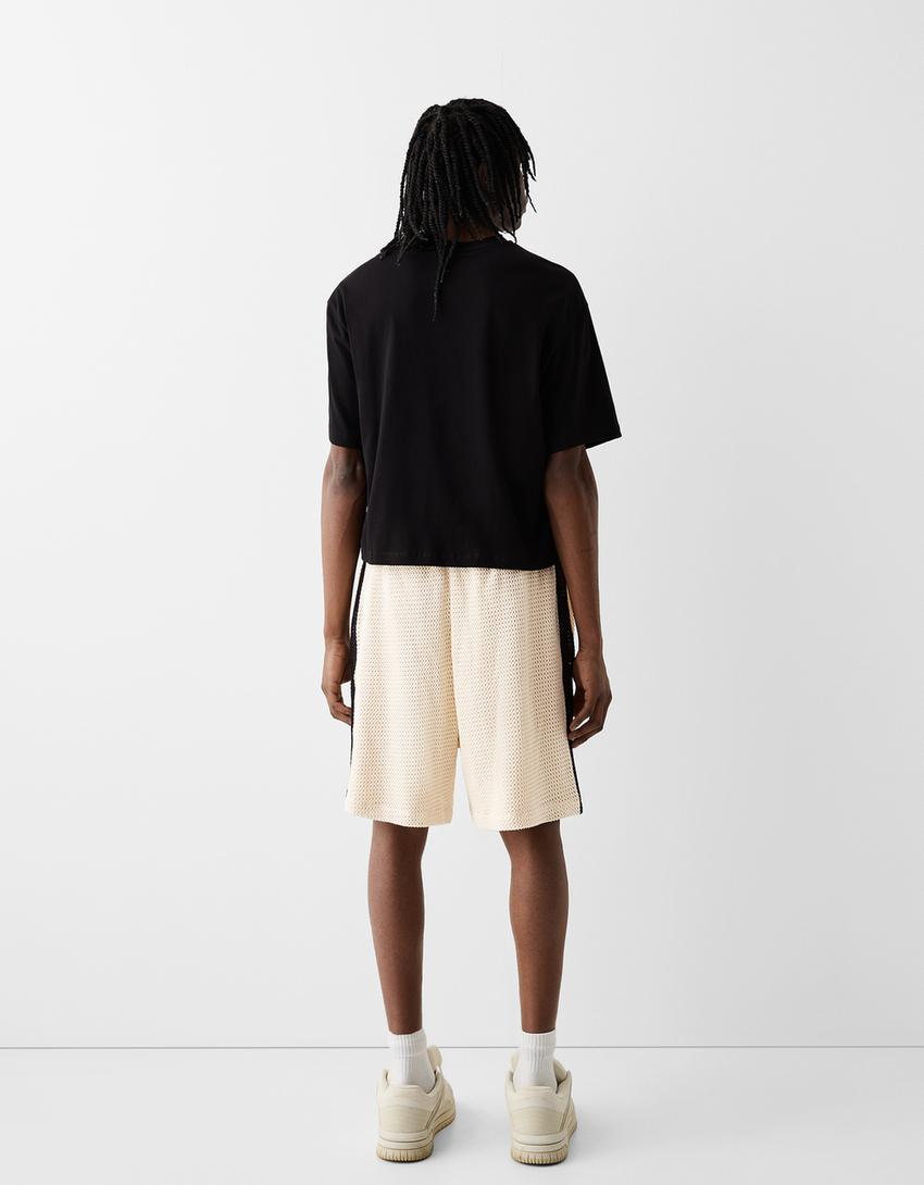 Calções bermuda rústicos faixa lateral-Gelo-2