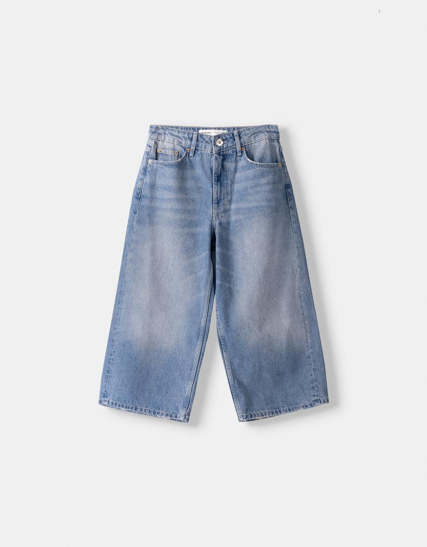 Bermuda jort baggy en jean-Bleu-4