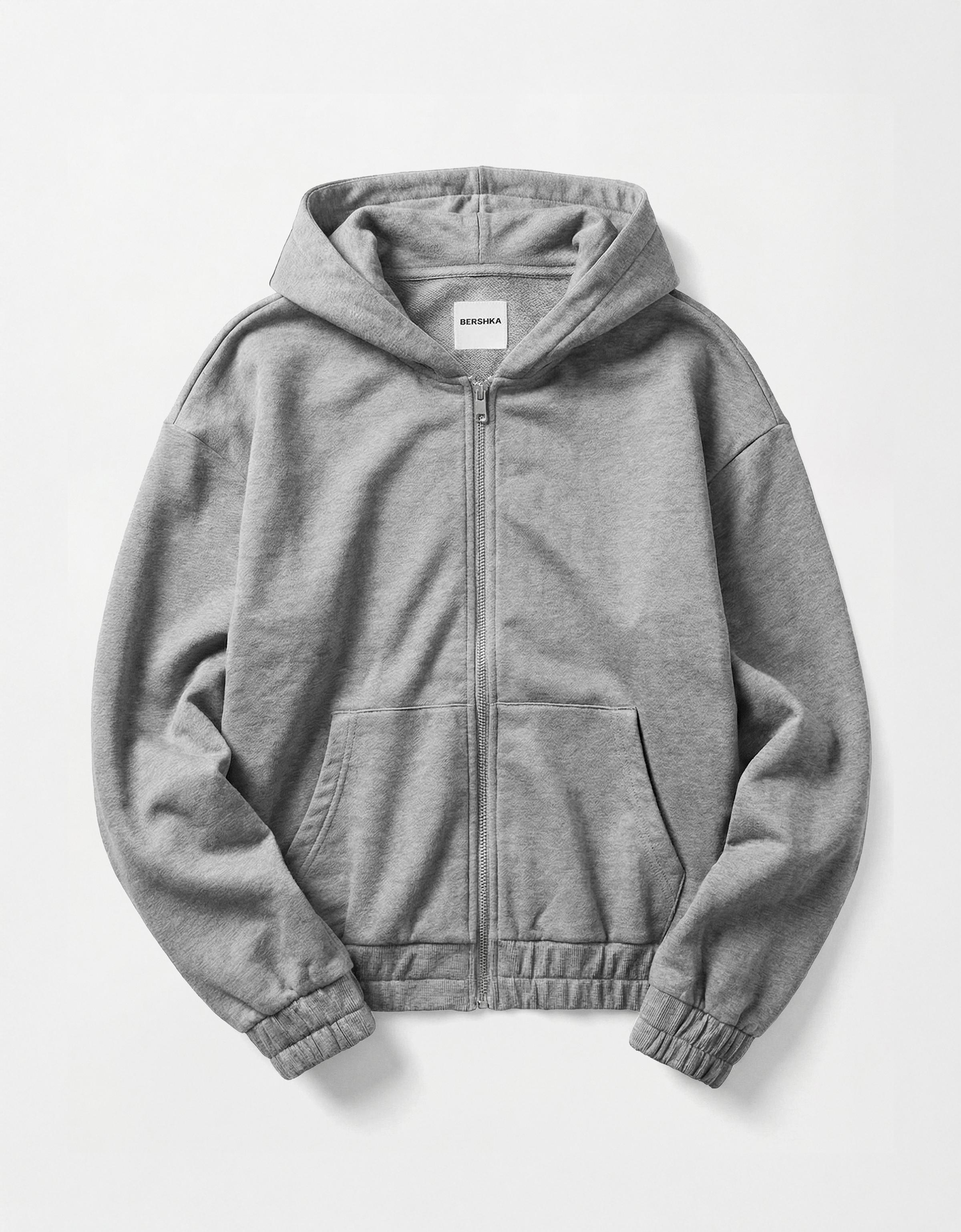 Fermuarlı sentetik kauçuk kumaş kapüşonlu sweatshirt - Görsel 25