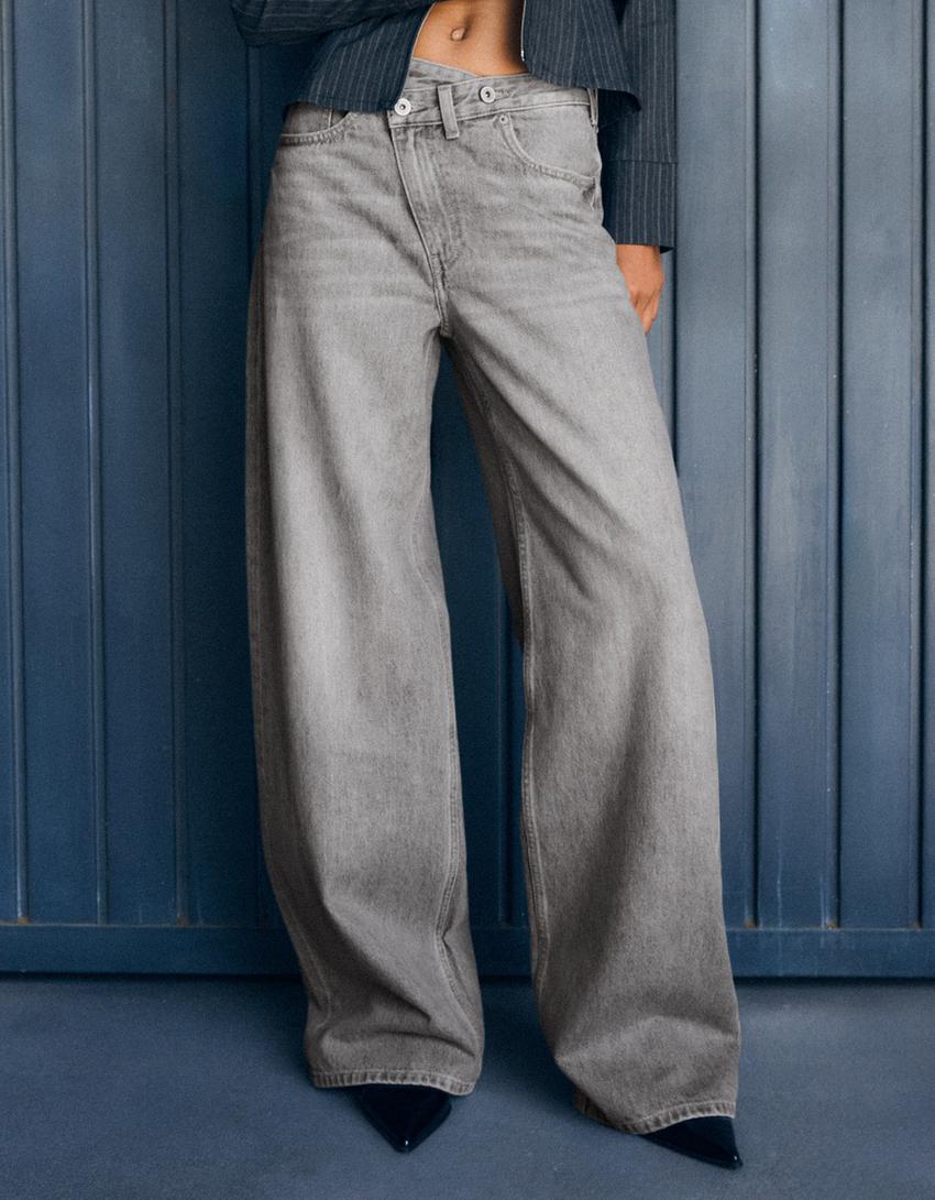 Kruvaze belli wide leg jean-Gri