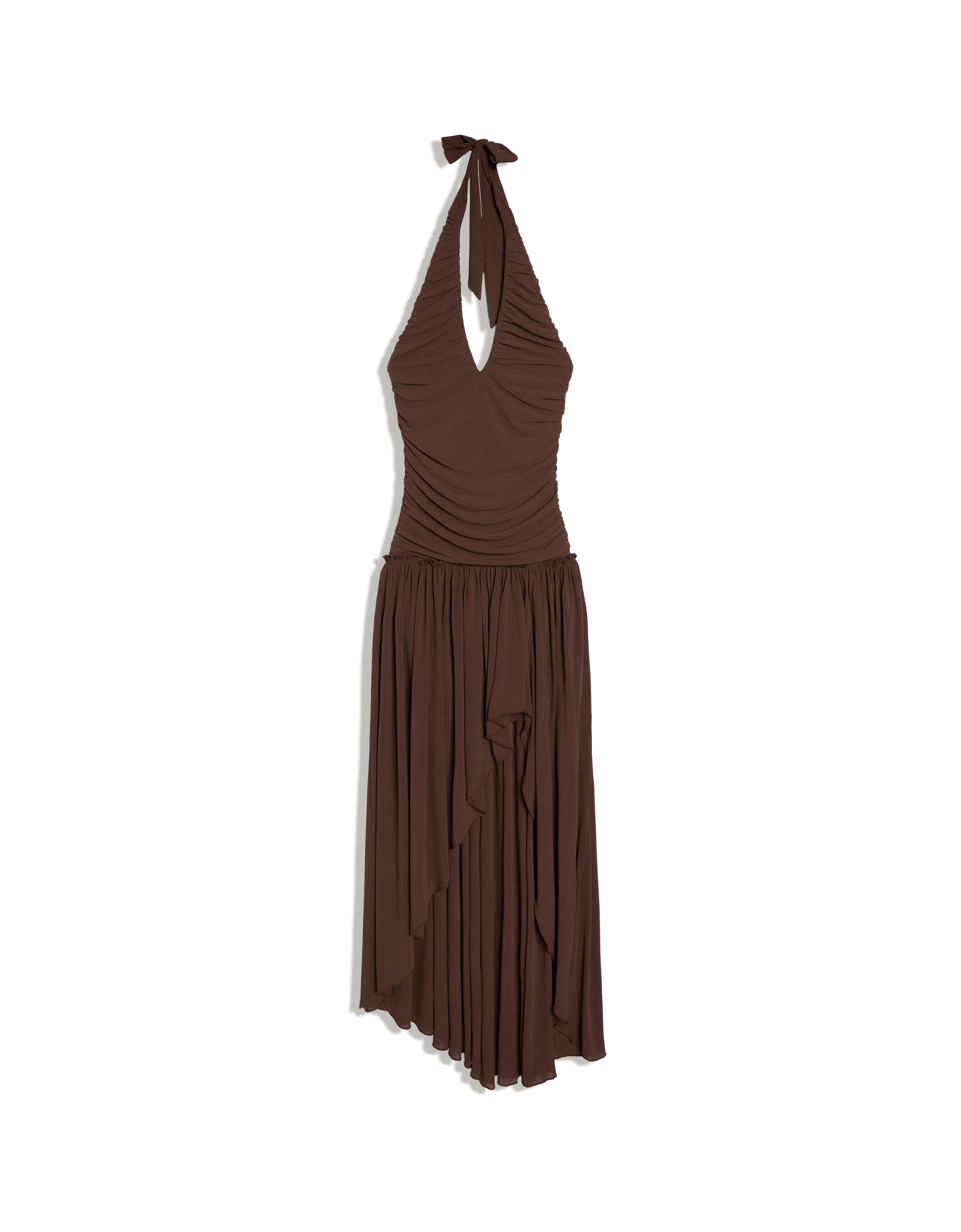 Asymmetric halter maxi dress — Brown (alternate view)