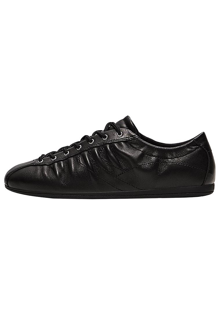 Slim-sole leather trainers — BLACK