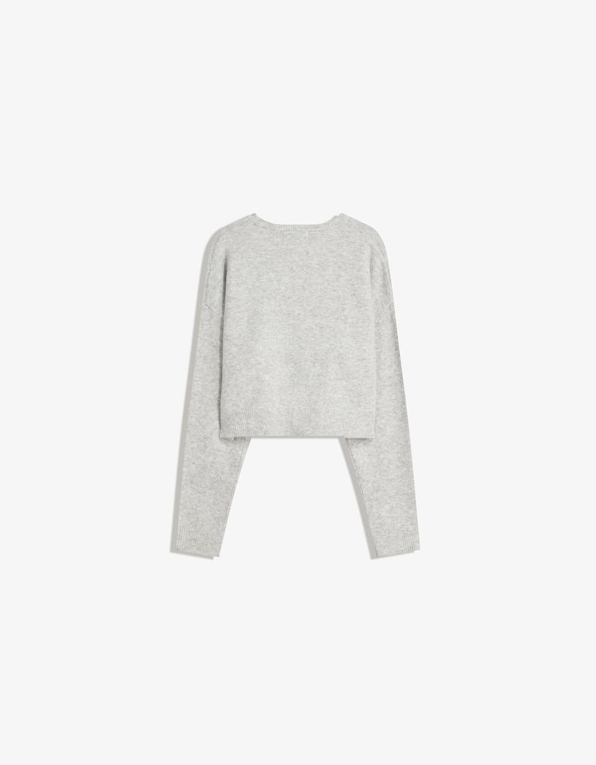 Soft touch buttoned cardigan-Grey