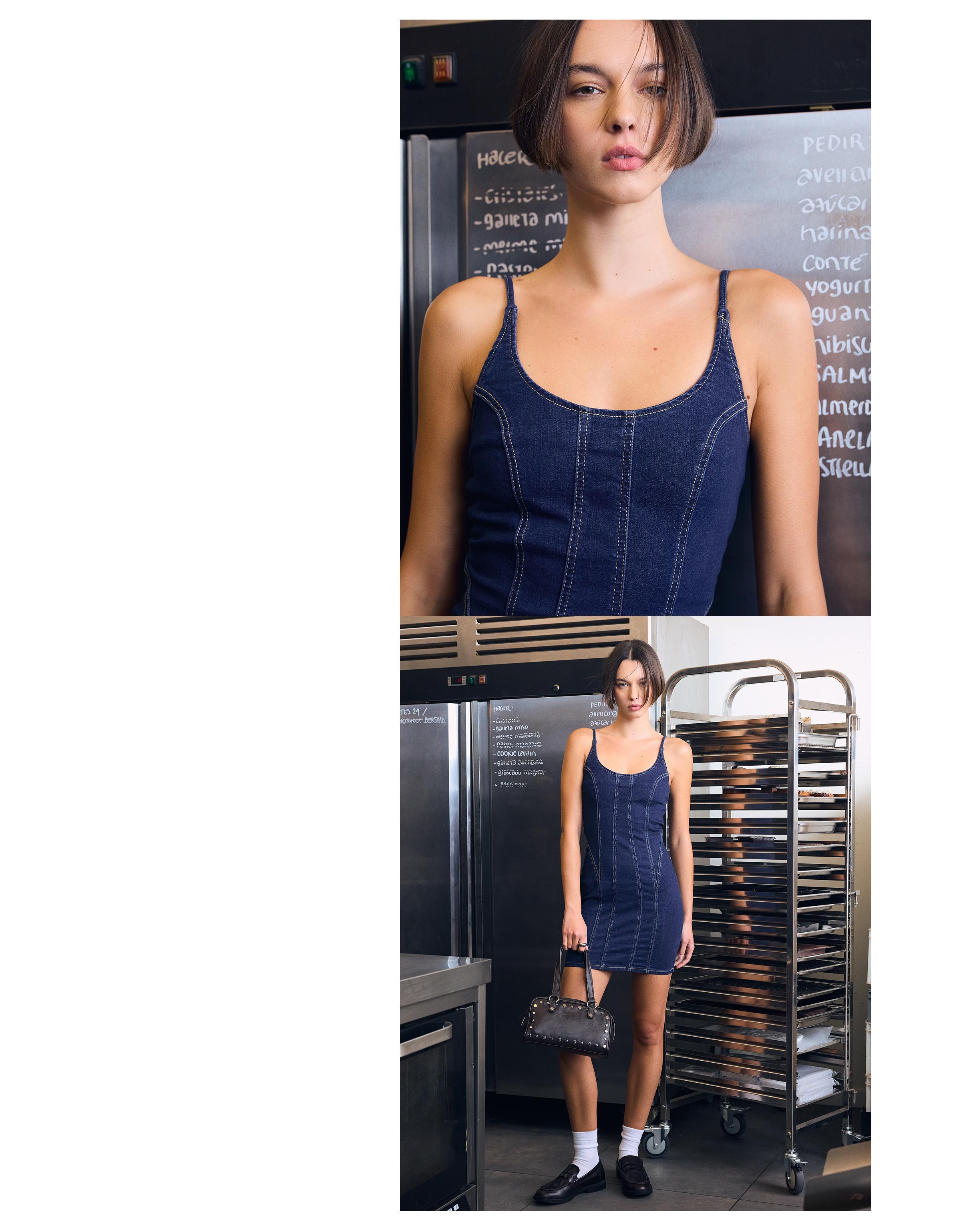 Mini denim elbise - Görsel 17