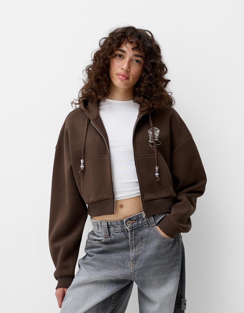 Sudadera Cremallera Sudaderas Cortas Mujer Bershka Buzos Bershka