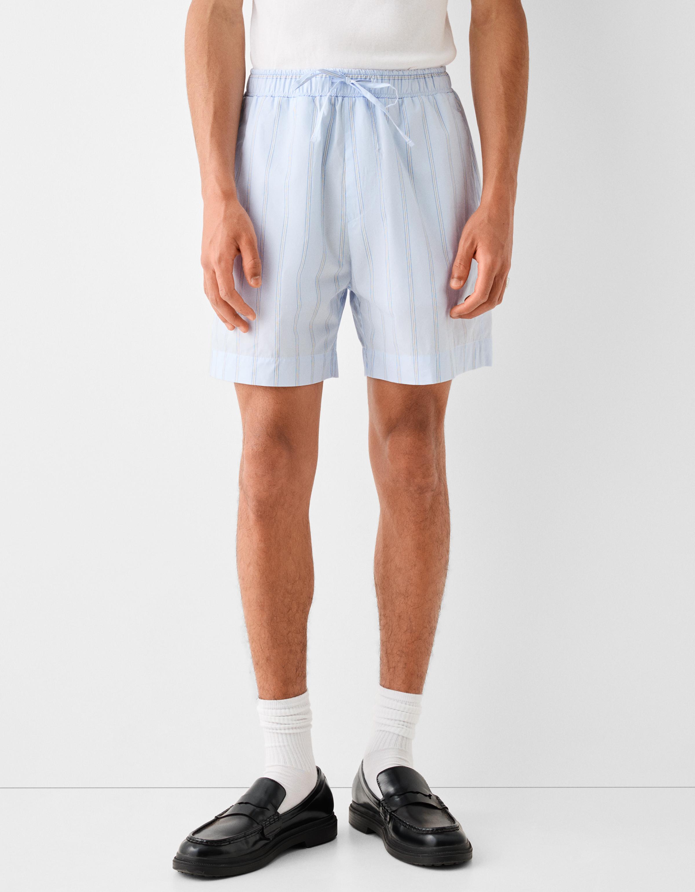 Bershka Jogger-Bermudashorts Mit Streifen Herren S Hellblau