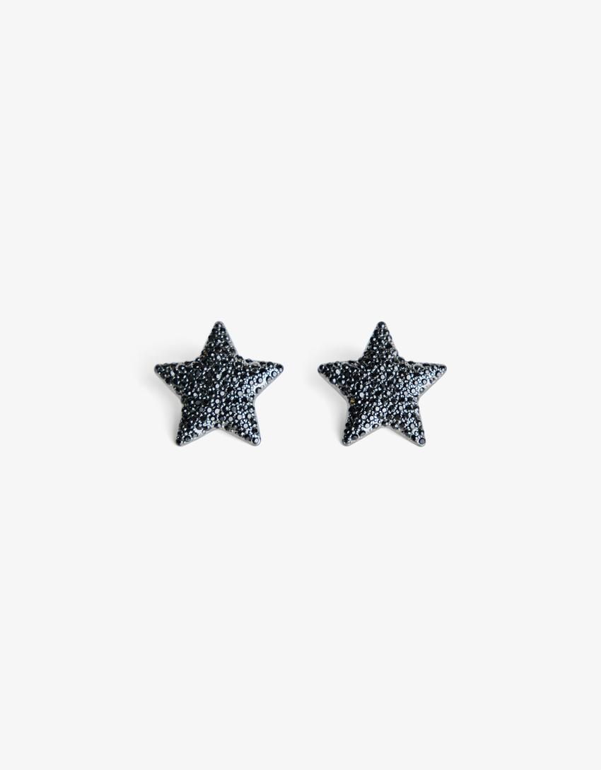 Sparkly star earrings-Black