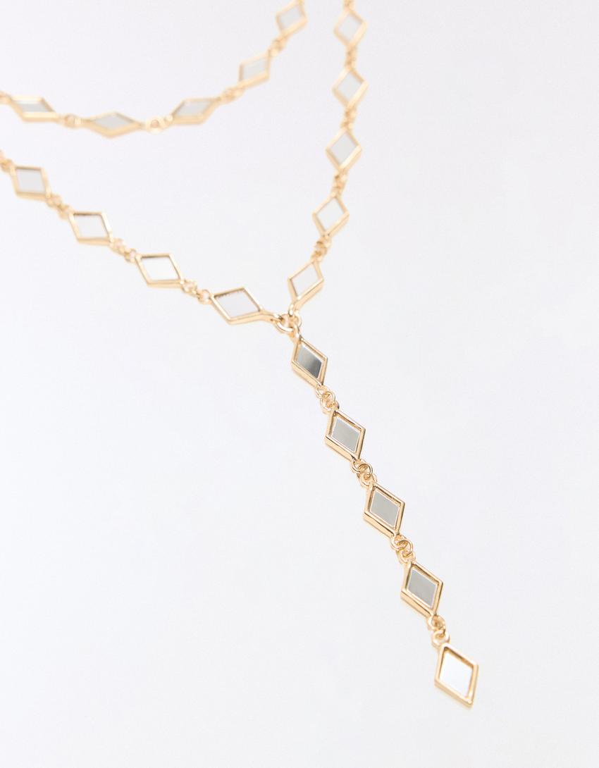 Lariat ketting met spiegels-Goud