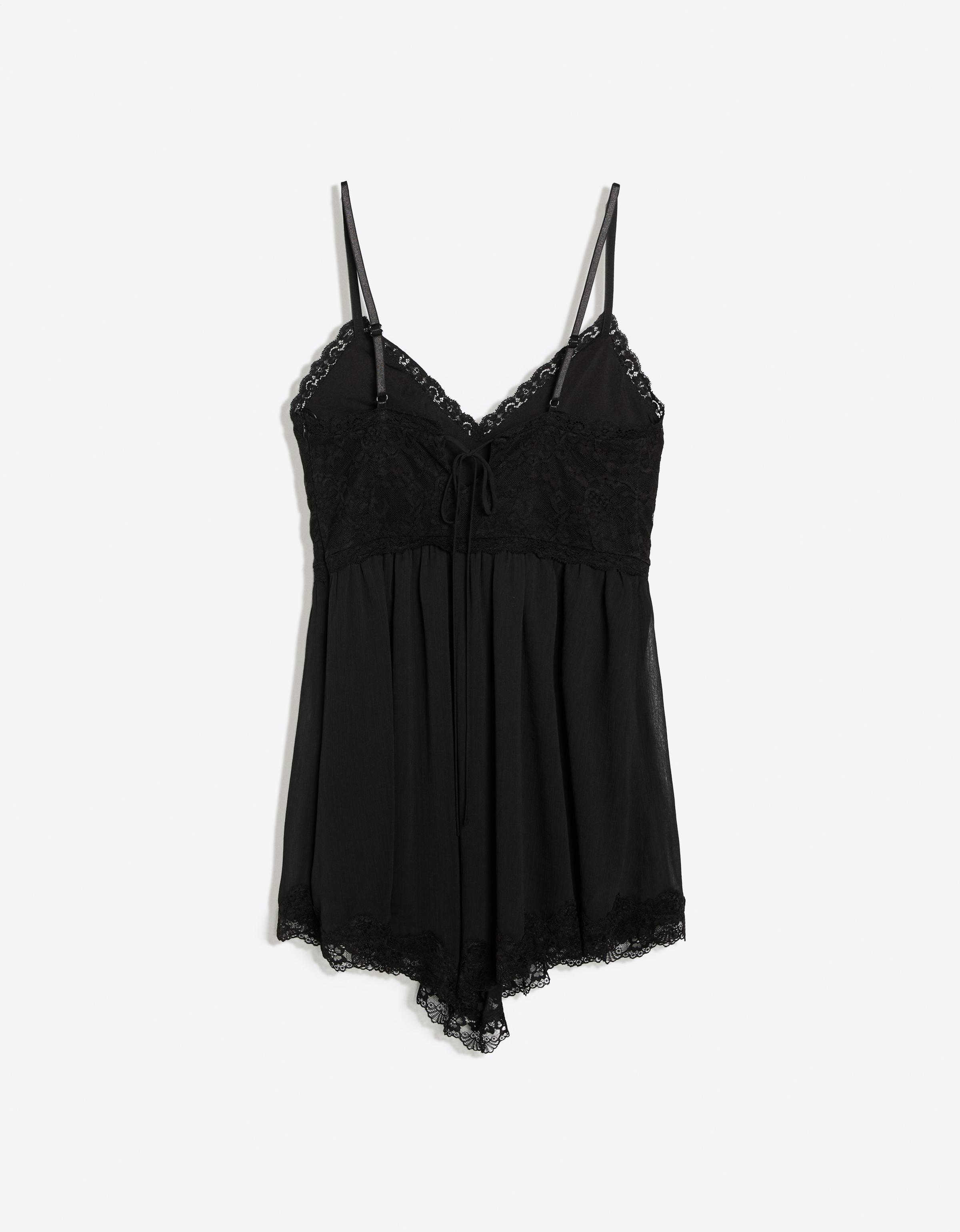 Lace strappy mini dress — Black