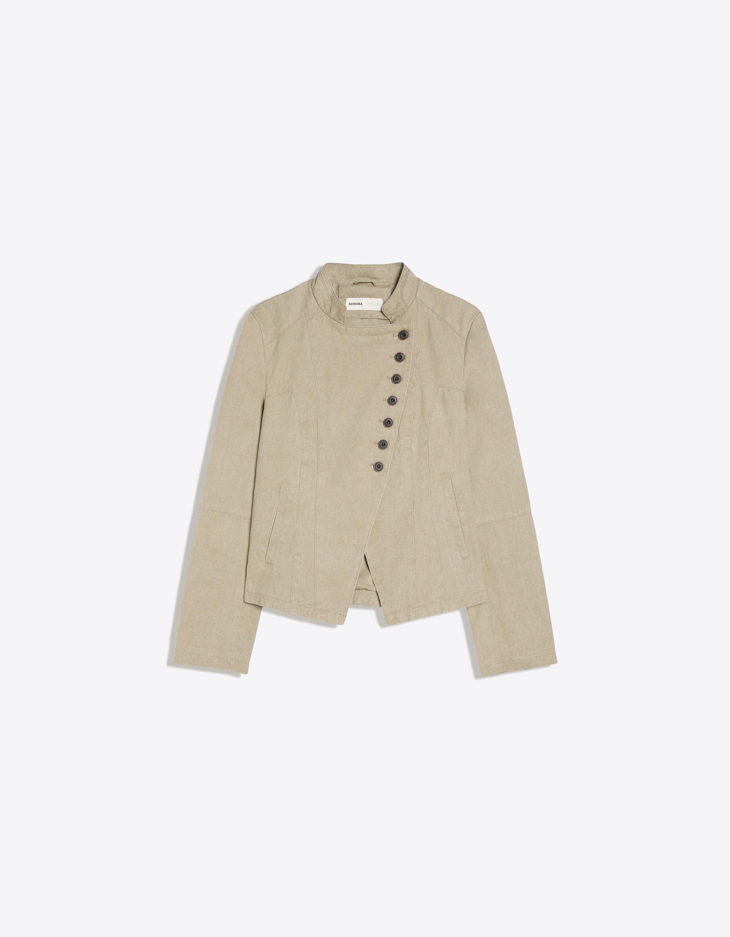 Double-breasted button-up blazer — Cream